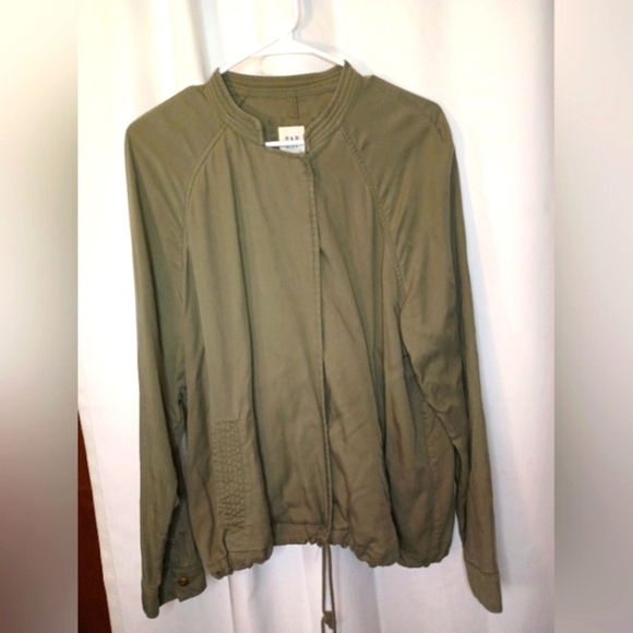 Gap Tencel Lyocell Olive Green Bomber Jacket Womens XL Snap Cinced Grunge - Picture 1 of 15